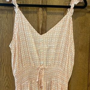 Peach Kiwi and Punch Button up front swing high low dress with tie front waist